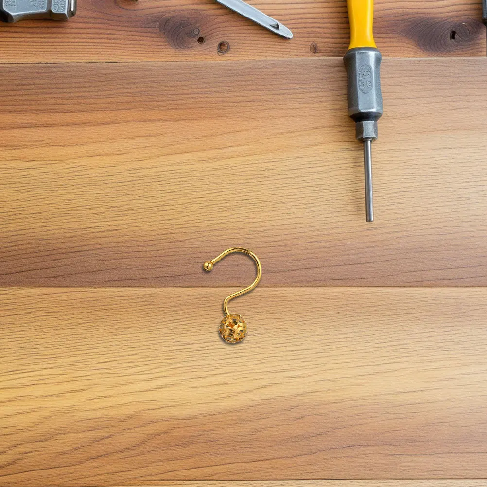 24 قطعة من خطافات ستائر الدش الذهبية بتصميم كرة دوارة معدنية انزلاق سلس لديكور الحمام في المزرعة طراز ريفي عتيق