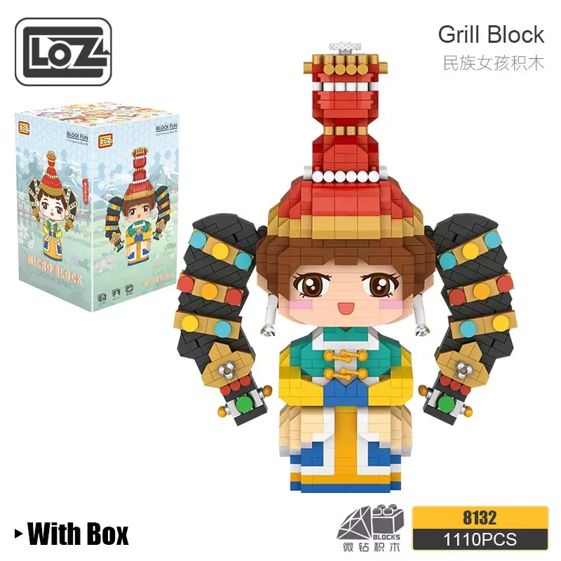 Loz Lizhi Minority Mongolian Girl Uygur Micro Particles Assembled Building Blocks Figure Doll Toys