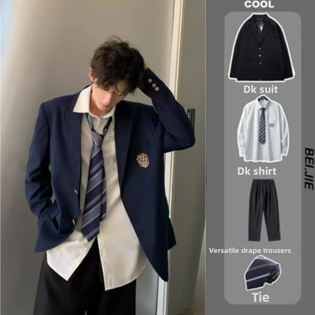 

Мужской осенне-весенний костюм: повседневный комплект в университетском стиле, большие размеры, премиум-класс, стильный, для отдыха, из полиэфирного волокна, дышащий