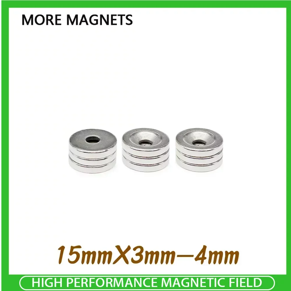 

10/20/50/100Pcs 15x3-4mm Small Round Super Strong N35 Search Magnet Countersunk Neodymium Magnet Disc Fishing Magnets Imanes