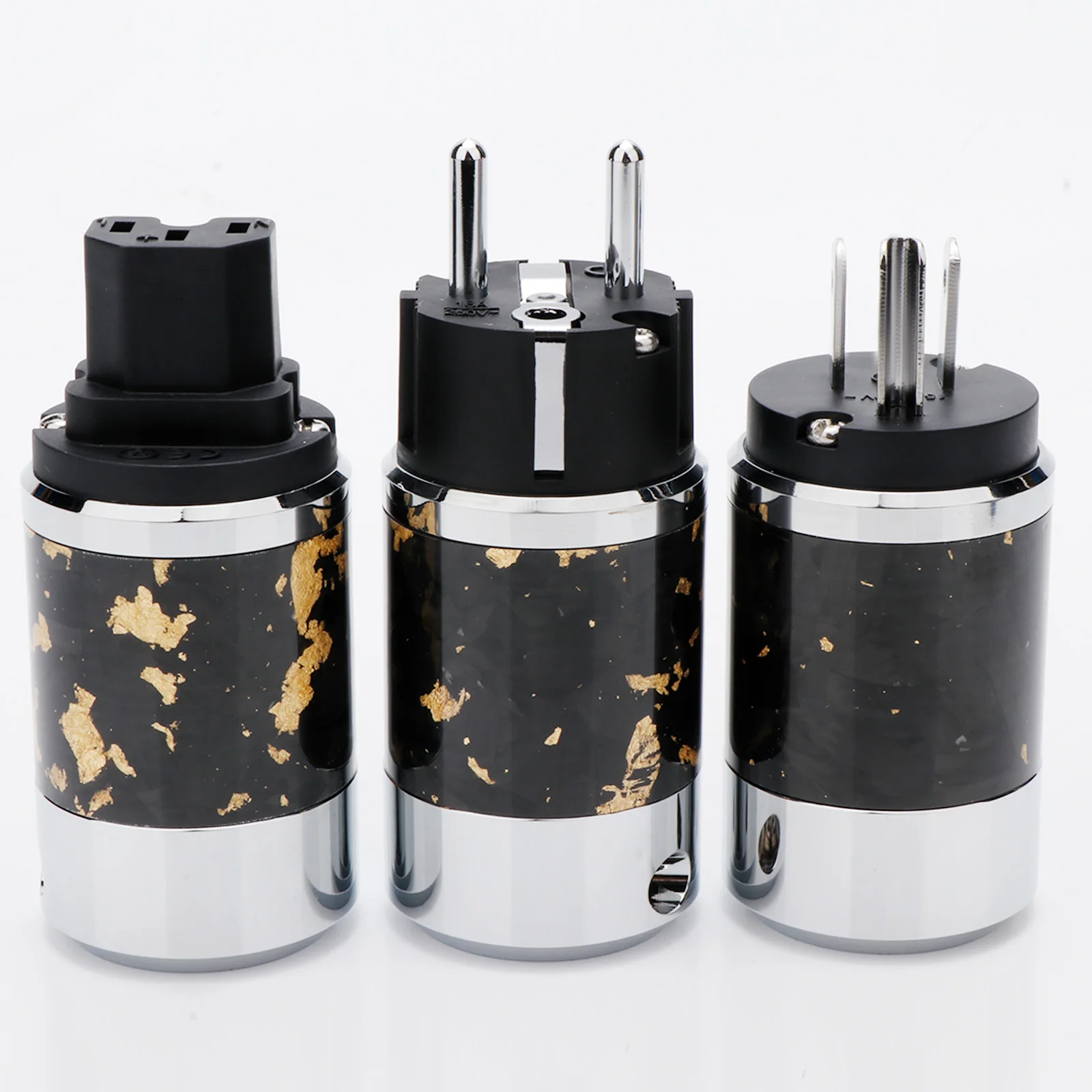 Preffair P099 US/EU Power Cord Power Plug Adapter for Audio Equipment Extension with Forged Carbon Fiber and Copper