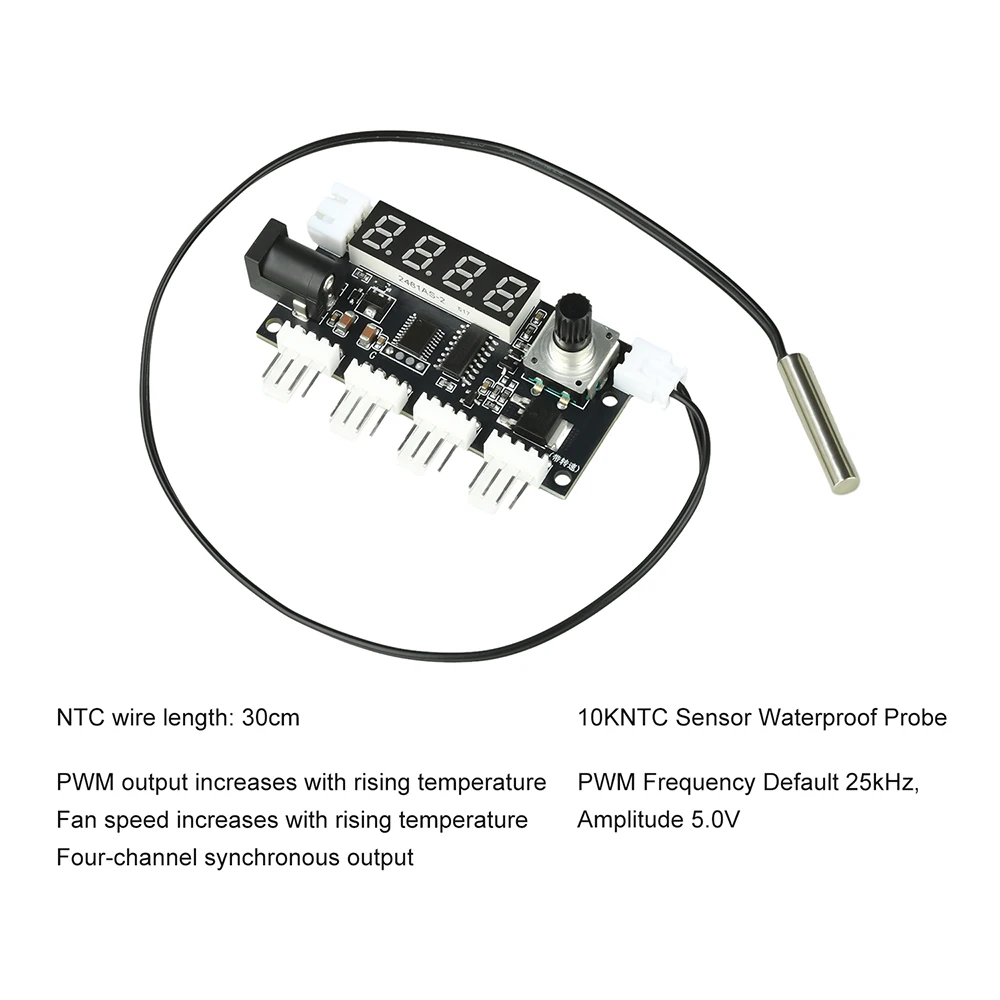 Vierkanaliger PWM-Lüftergeschwindigkeitsregler mit Digitalanzeige, 5-24V Weitspannung, 5A Hochleistungs-Kühlmodul für PC-Hardware – Detail 13