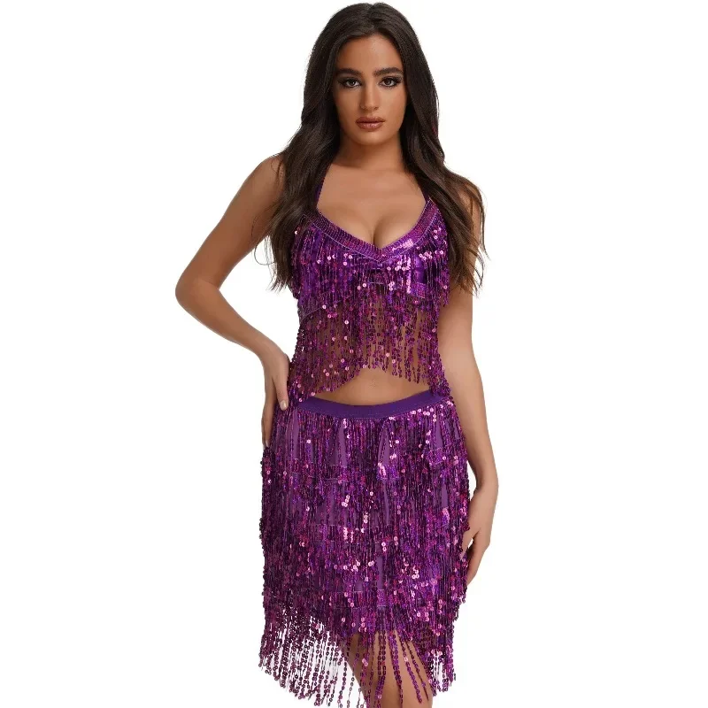 Jazz pole dance fringed latin dance dress vestido baile latino mujer profesional women clothing