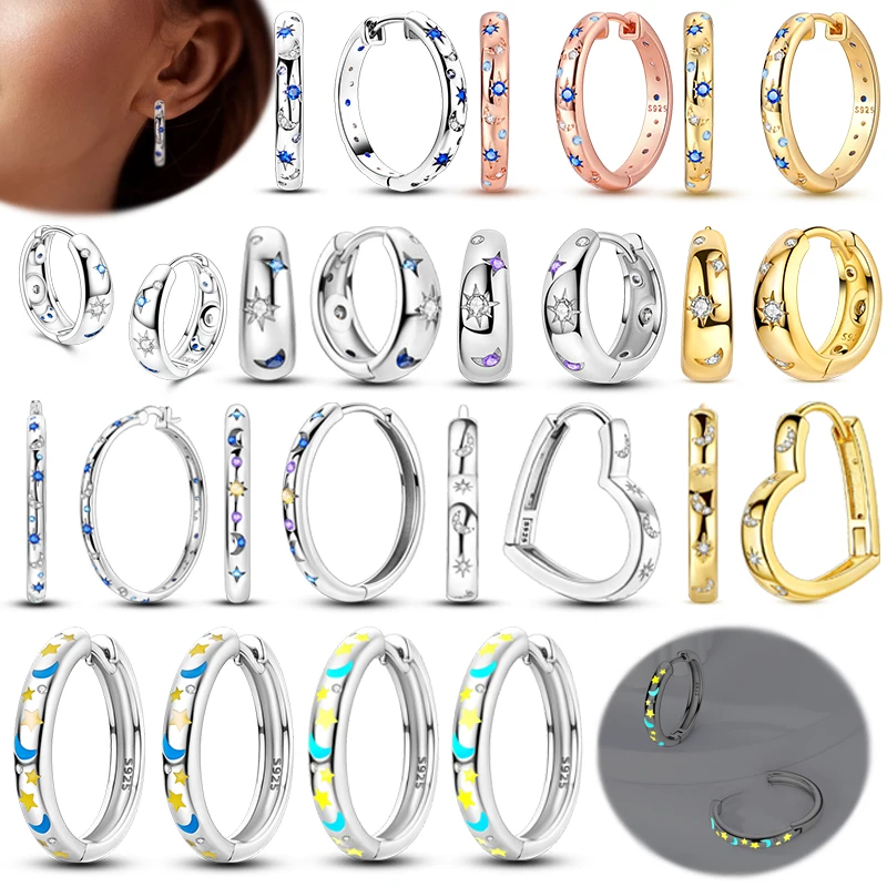 

Новинка, серьги из стерлингового серебра 925 пробы, синий циркон, звезда, луна, круг, серьги-кольца для женщин, изготовление ювелирных изделий, подарки на свадьбу, помолвку