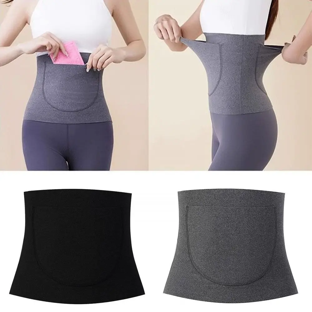 Healthy with Thermal Double Pocket Waist Slim Body Shaper Thermal Elastic Warm Belt Anti-Cold Warm Stomach Girdles Shapewear