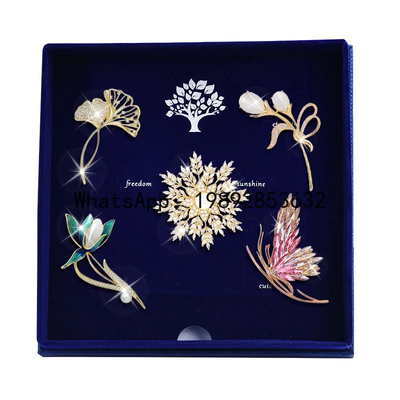 FS brooch premium sense light luxury niche brooch set high-end butterfly brooch pin birthday gift