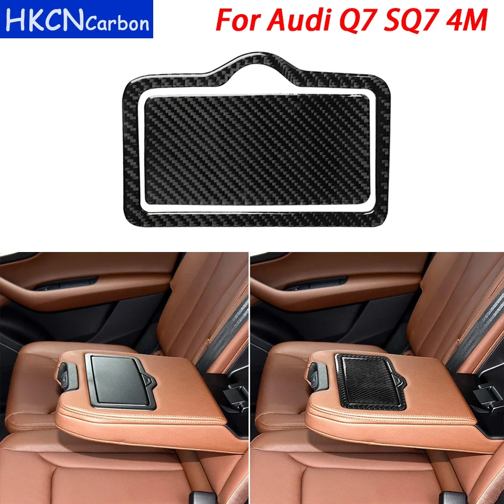 

For Audi Q7 SQ7 4M 2016-2019 Real Carbon Fiber Rear Water Cup Holder Panel Cover Decorative Car Interior Modification Sticker