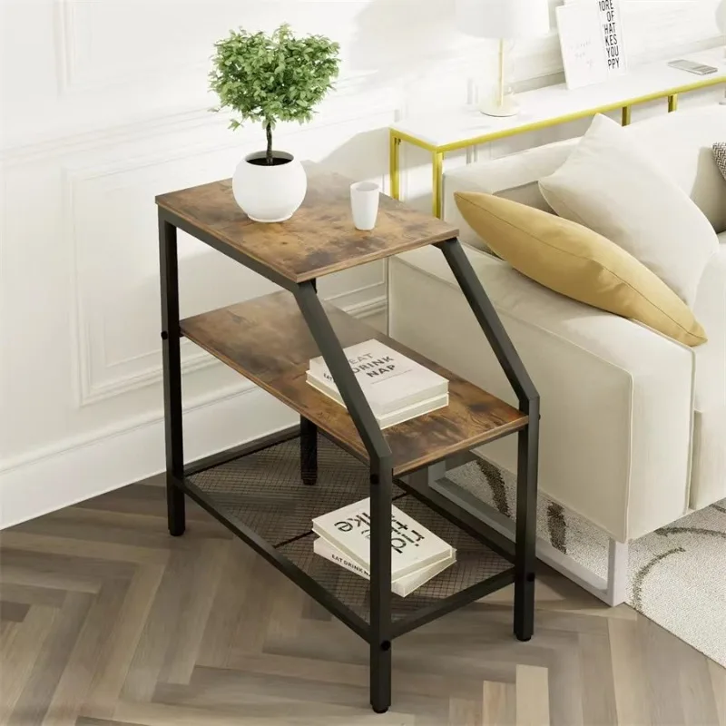 

Iron and wood combined with small coffee table bedside rack mini sofa side table removable desktop sundries storage rack