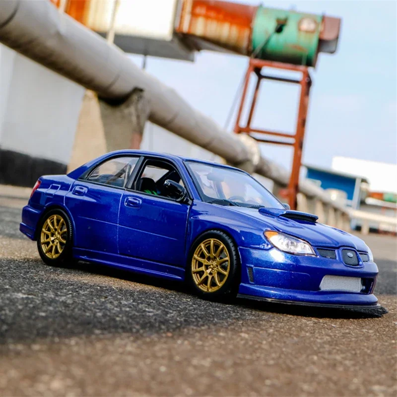 WELLY 1:24 SUBARU IMPREZA WRX STI Sports Car Simulation Alloy Car Model Crafts Decoration Collection Toy Tools Gift B230