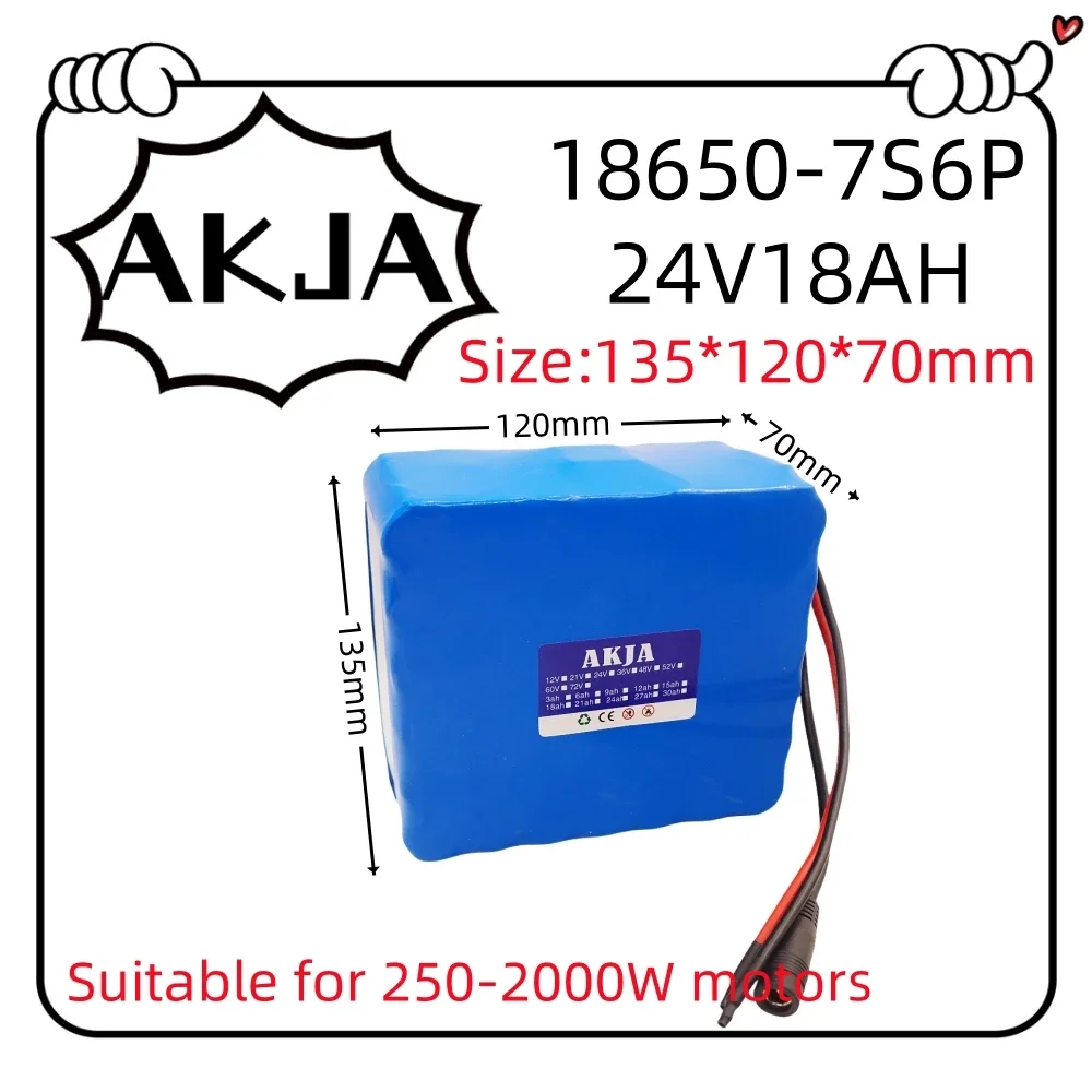 Air fast transportation18650lithium battery pack 24V29.4V battery7S6P18AH suitable for 250-2000W motor new full capacity+charger