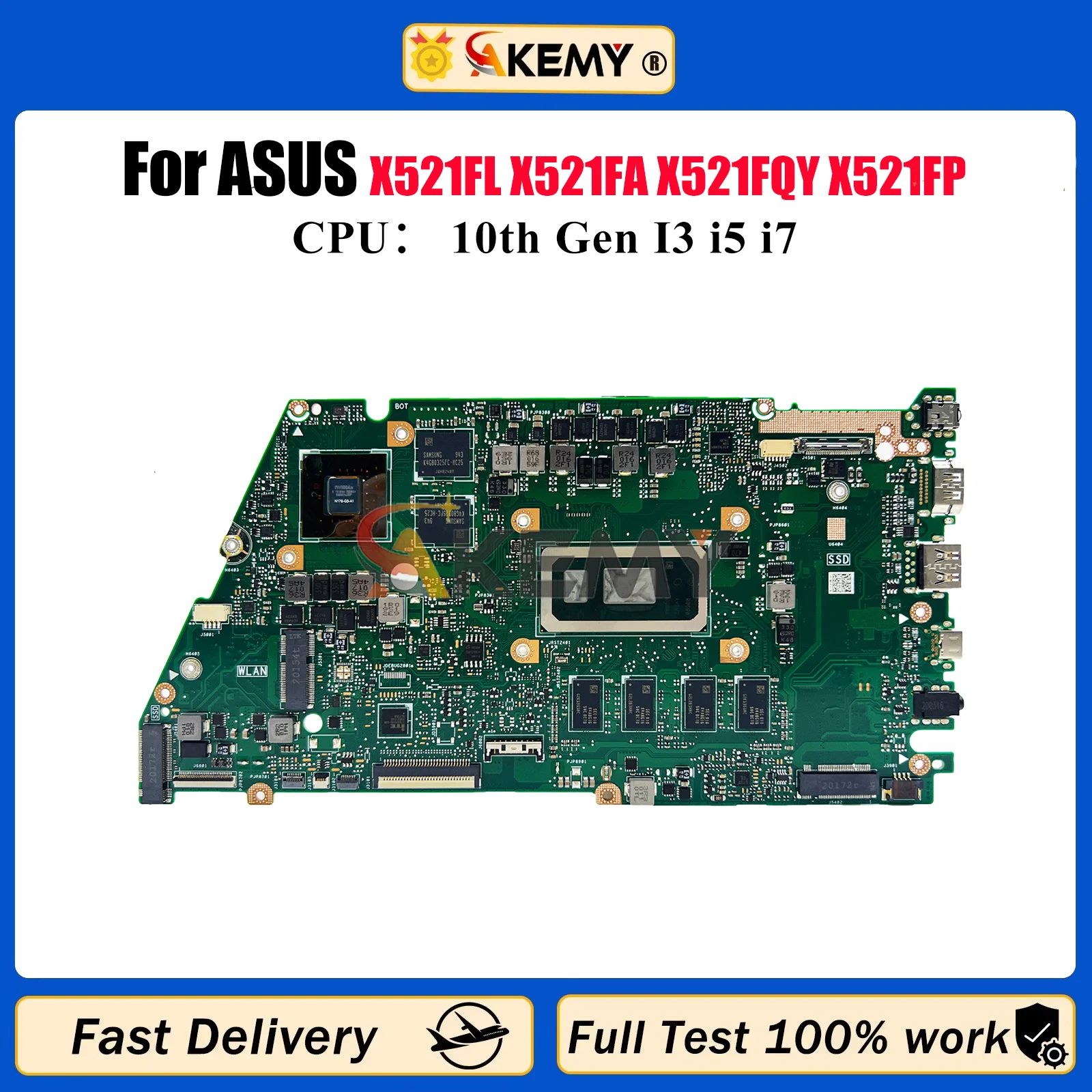 

X521FL Laptop Motherboard For ASUS X421F S5600F X521FL X521FAY X521FQY X521FP X521FPY Mainboard 10th Gen I3 i5 i7 100% tests OK