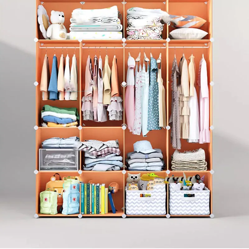 Simple Shelf Wardrobe Clothes Living Room Organizer Storage Modular Bedroom Baby Closet Cube Vestidores Lounge Suite Furniture