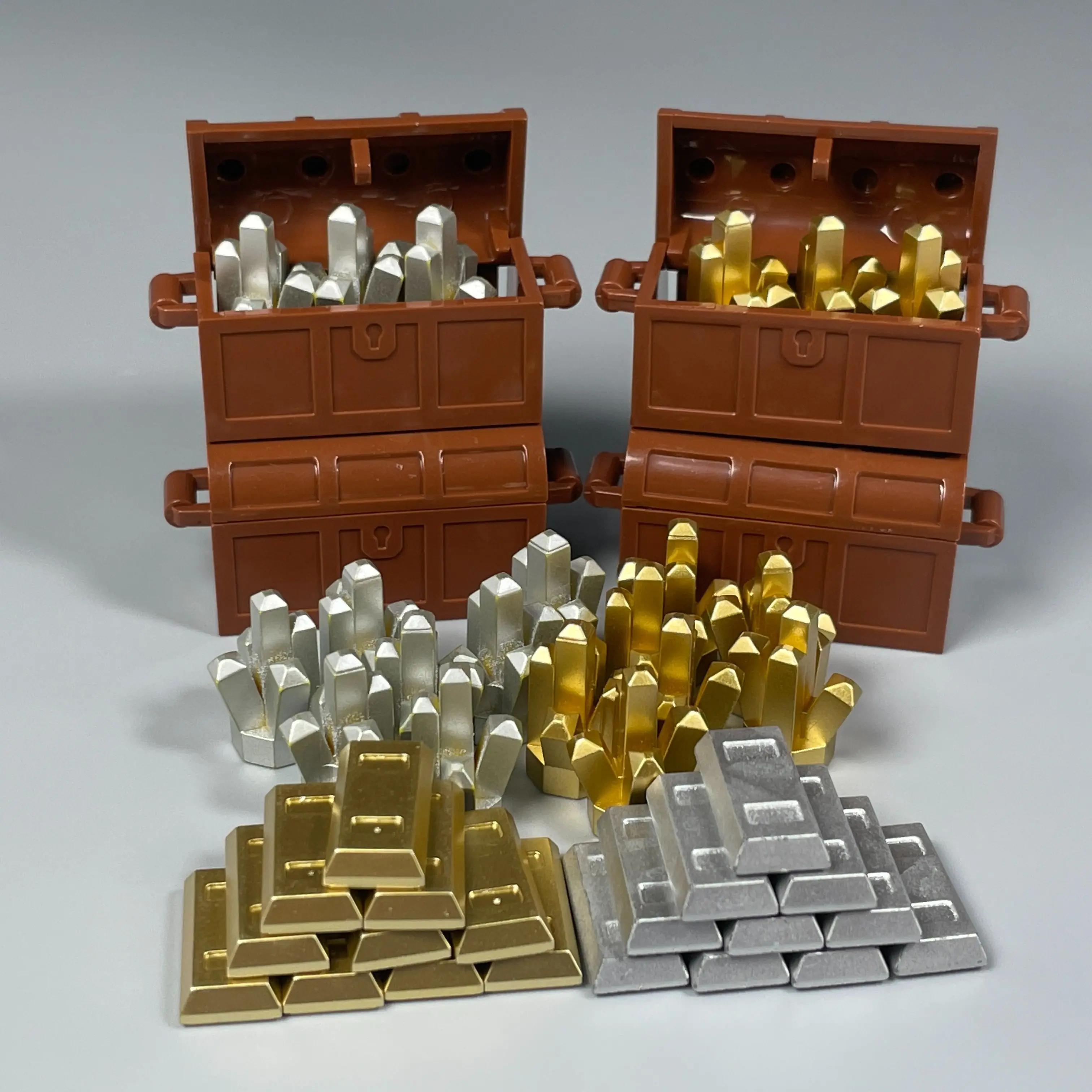 MOC Bricks Treasure Box Money Ore Gold Silver Ingot Building Blocks Figure DIY Dolls Toys For Kids Xmas Gifts