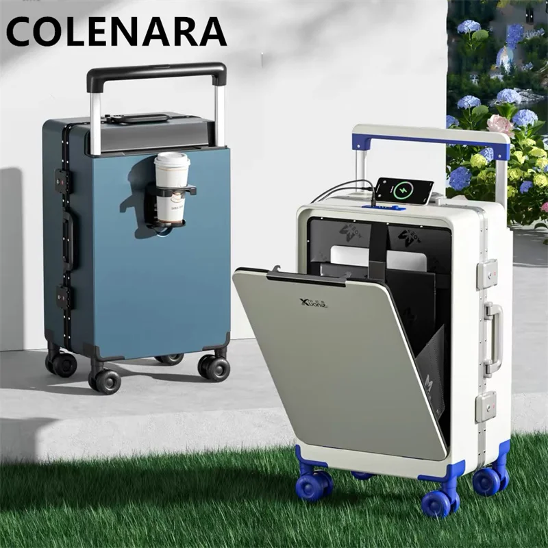 

Чемодан COLENARA из ABS+PC с передним открытием, на колесиках, 20/24/26/28 дюймов, с алюминиевой рамой, для ноутбука, ручная кладь