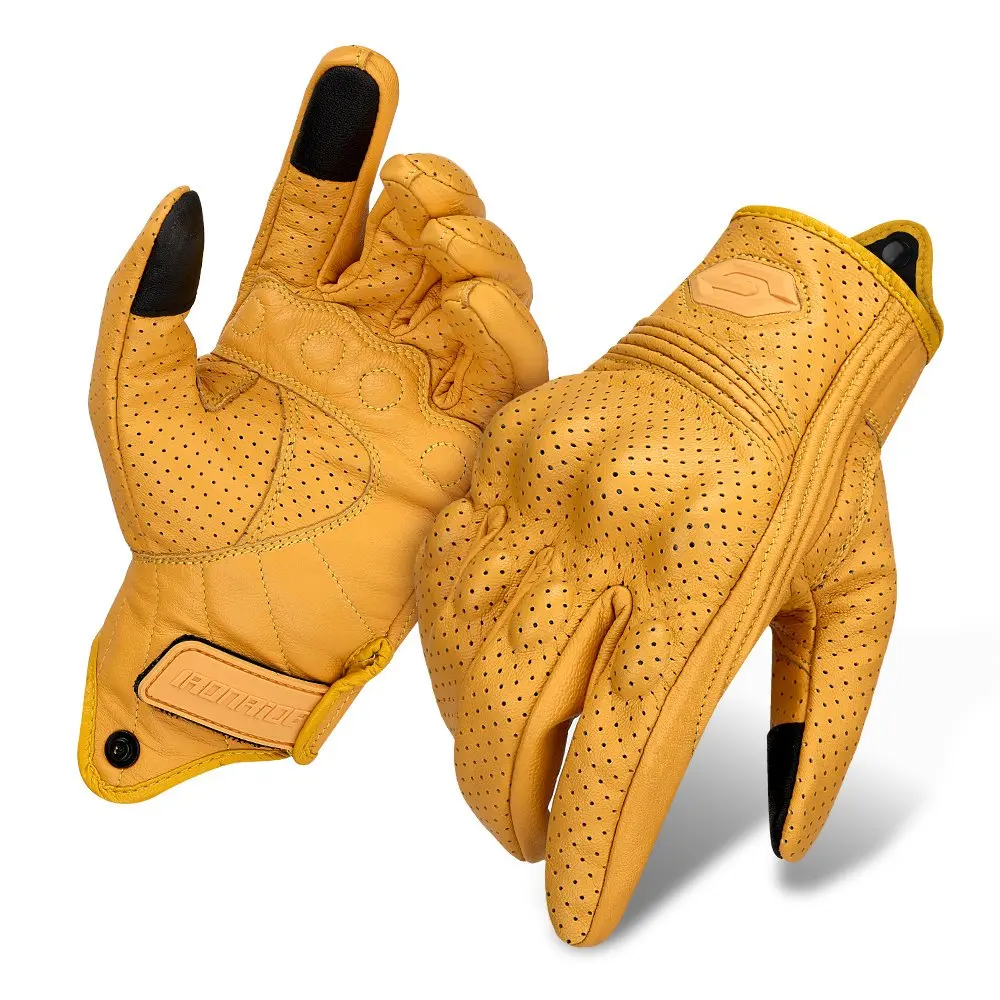 

Retro Style Motorcycle Gloves Genuine Leather Breathable Racing Gloves For Men And Women All-Season Comfort Fit Moto Gloves