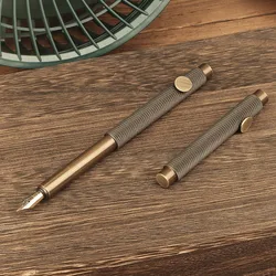 Retro Metal Fountain Pen Students Vintage Brass Pens Mini Portable Writting Pen Scalable Fountain Pen School Office Supplies