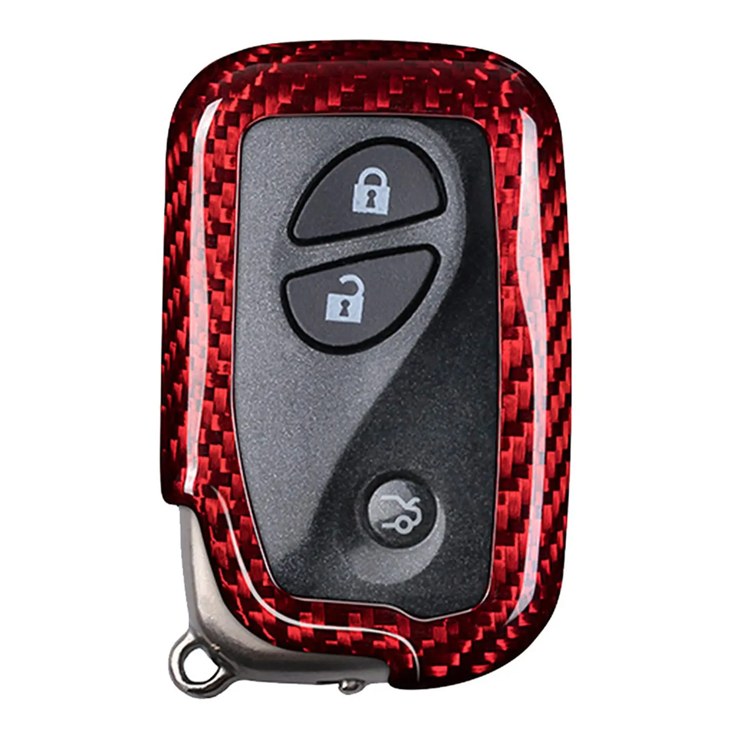 

Carbon Fiber Key Fob Cover For Smart Keyless Entry Remote With Engine Start Stop System Red