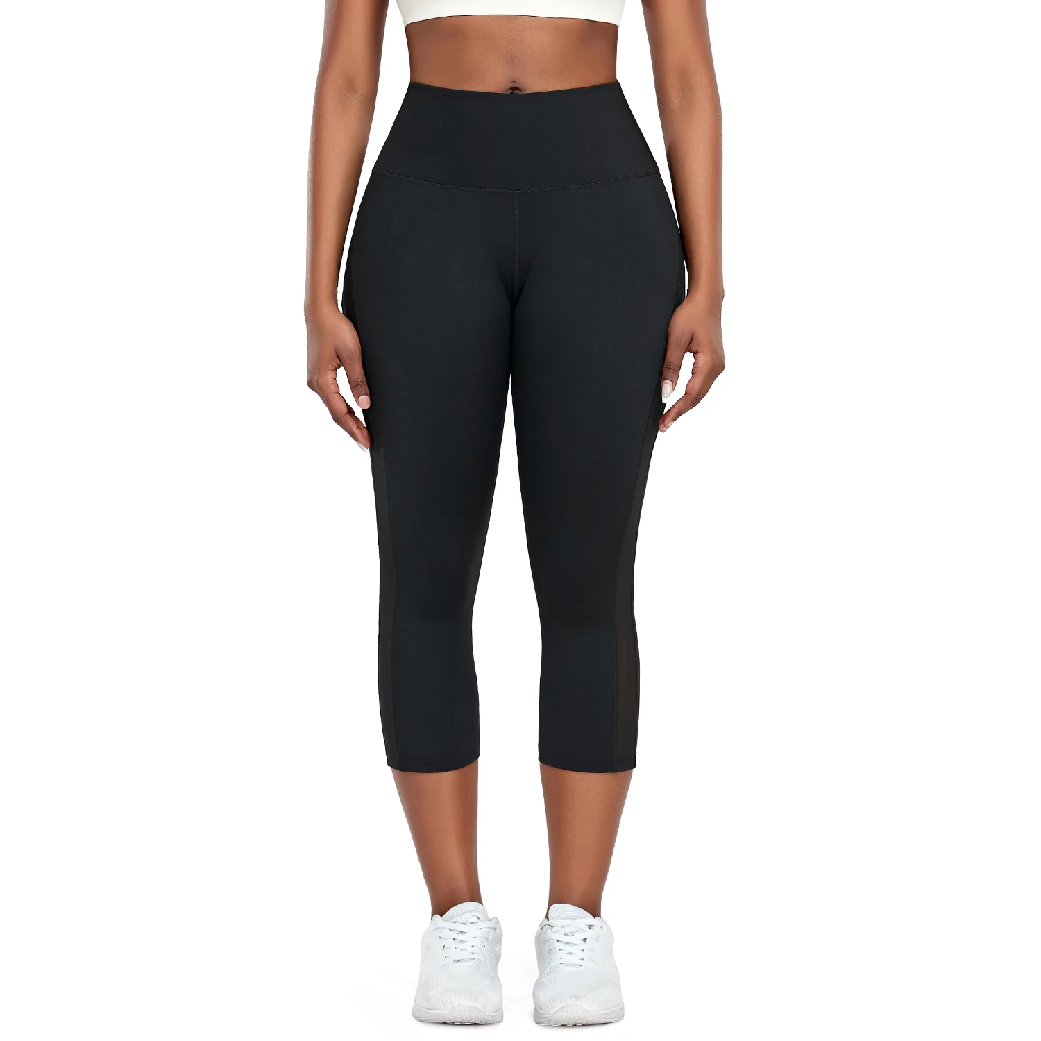 Mallas Capris empalmadas para mujer, pantalones de Yoga Push Up de cintura alta para Fitness, entrenamiento de gimnasio, mallas transpirables para