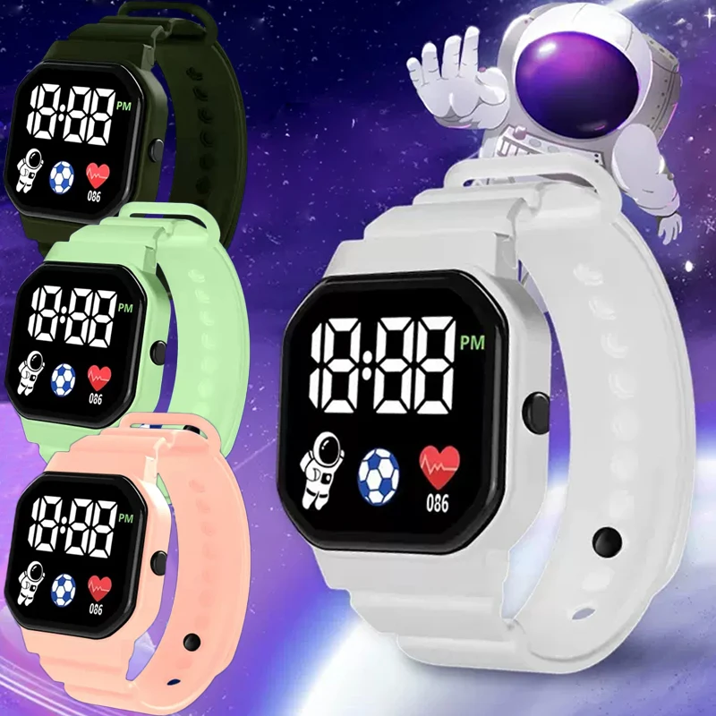 Astronaut Sports Smart Watches Children Digital Wristwatch Silicone Strap LED Electronic Watch Boy Girls Health Monitoring Clock