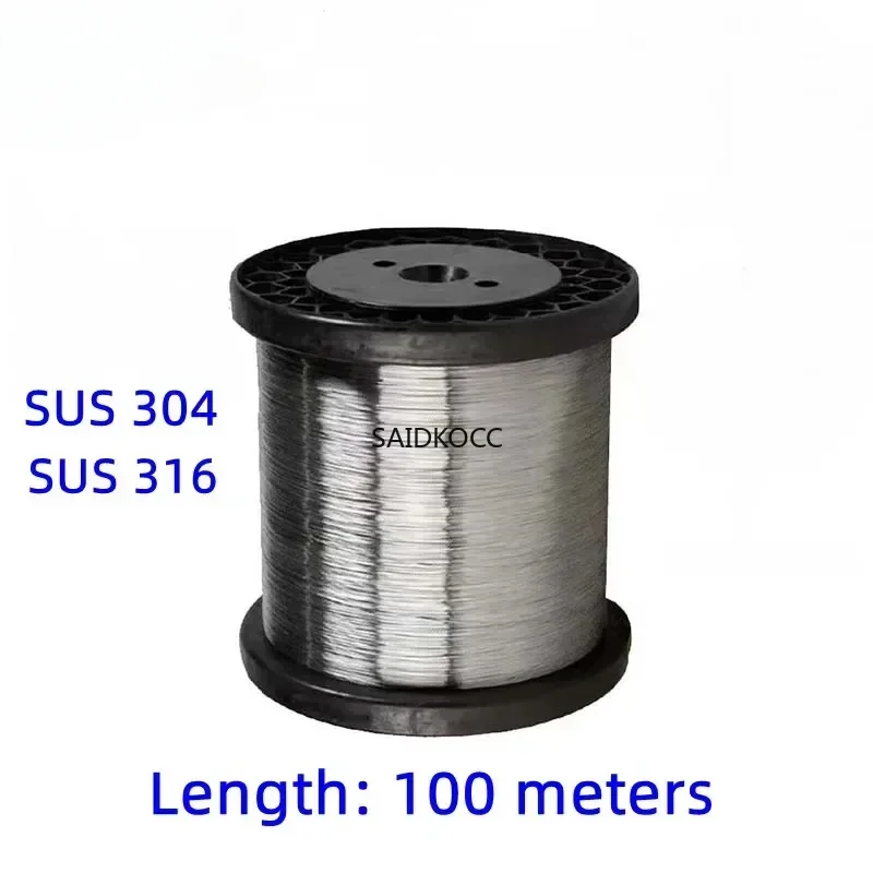 100m Length 304 316 Stainless Steel Strand Medium Hard fine Wire Soft Single Wire 0.1~0.8mm Custom and wholesale