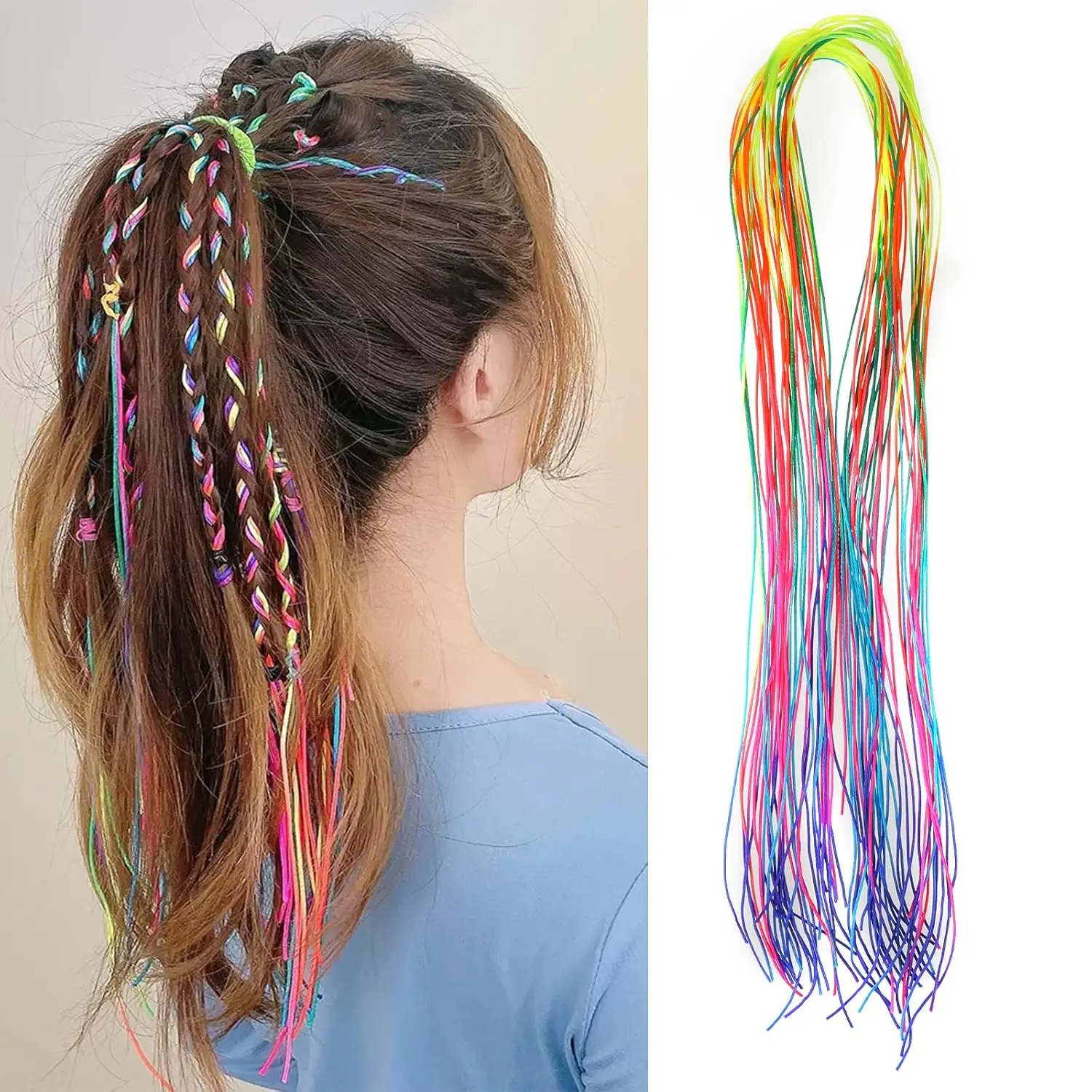 

Colorful Hair Wrap String For Braids Hair Rope String Hair Braids Rainbow Rope Strands Girls Braids Hair Styling Accessorie
