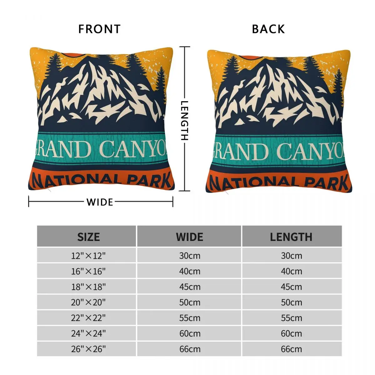Grand Canyon National Park Square Pillowcase Polyester Linen Velvet Pattern Zip Decor Room Cushion Cover