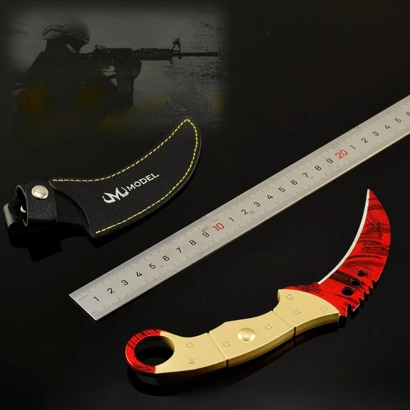 8,66 pulgadas Go juego periférico Karambit zafiro · cuchillo de garra dentada espada Katana arma de Metal modelo samurái juguetes de entrenamiento regalo artesanal