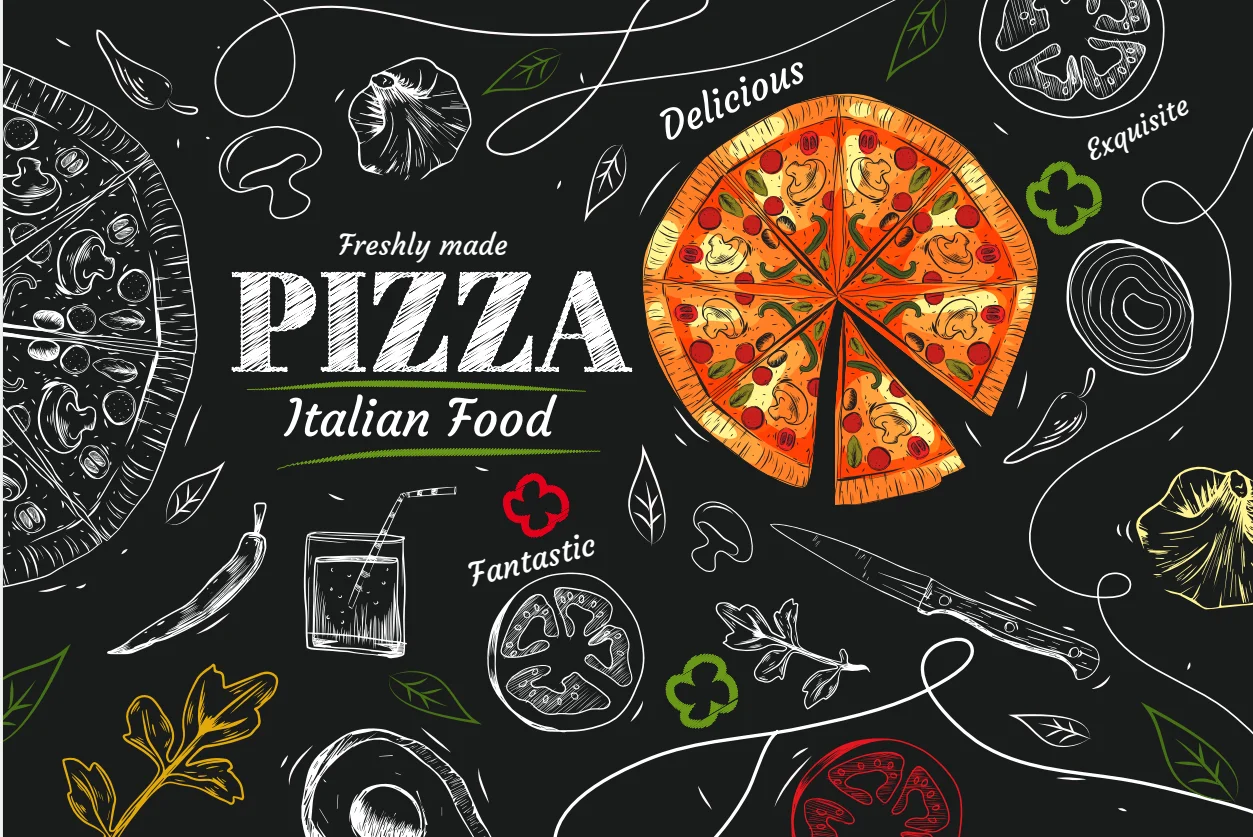 Custom wallpaper mural of any size Hand-painted pizza cake cafe background wall decoration 3d wallpaper