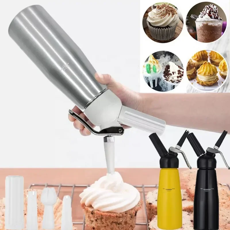 

500ML cake whipped cream dispenser mixer with decorative nozzle suitable for coffee milk baking manual cream mixer accessories
