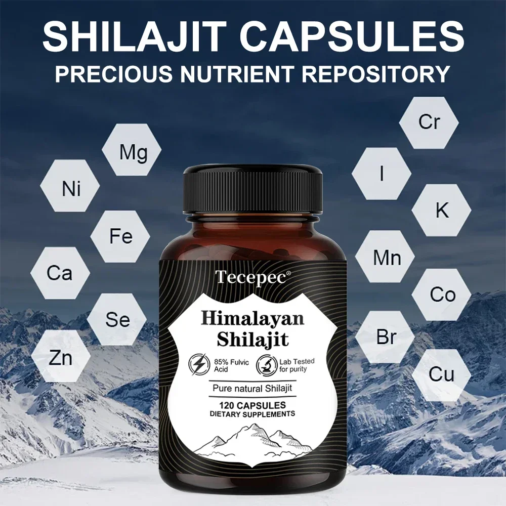 Himalayan Shilajit Capsules, Rich in 85% Natural Fulvic Acid & 85+ Trace Minerals, Lab Tested for Purity, Gluten Free Supplement