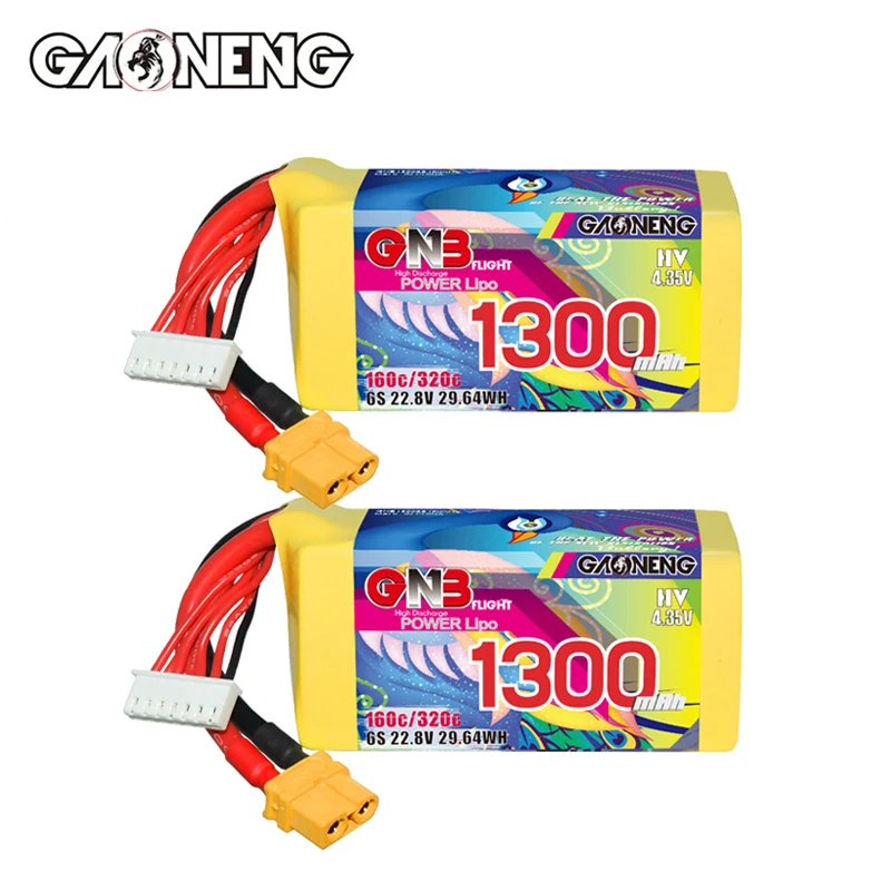 GNB 6S 22.8V 1300mAh 160C/320C HV LiPo Battery With XT60 For RC FPV Drone Quadcopter Airplane Helicopter Car Racing Parts Hobby