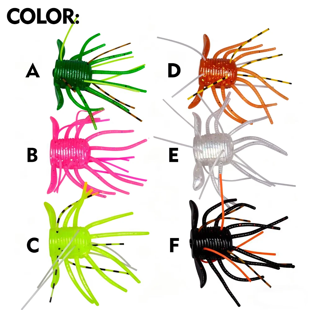 Sunlure 10pcs/bag Spider Shaped Soft Fishing Bait 1.8/3g Tentacle Realistic Swimming Bait 1.5/1.7cm Sea Bass Trout Seawater Lure