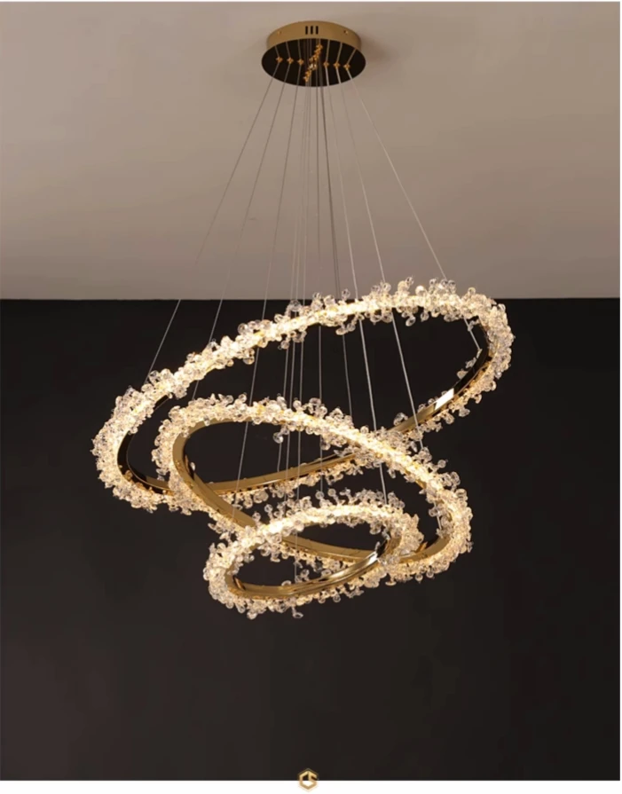 Crystal Dimmable Pendant Light Living Room Circle