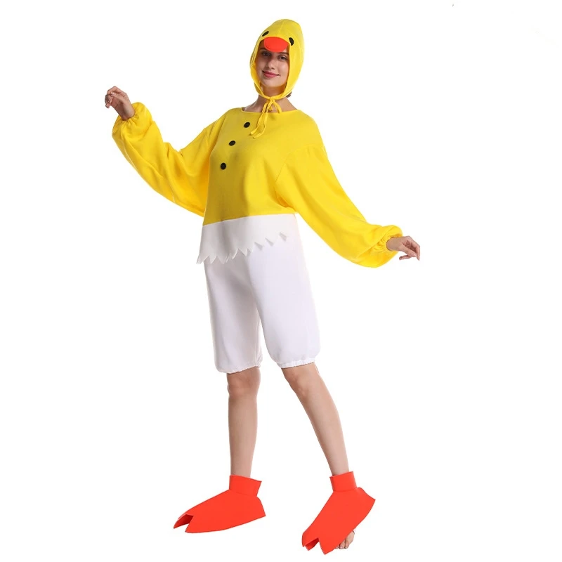 Adult Women Chicken Costume Cosplay Yellow Chicken Bodysuit Performance Clothing Halloween Party Costume Funny Outfits