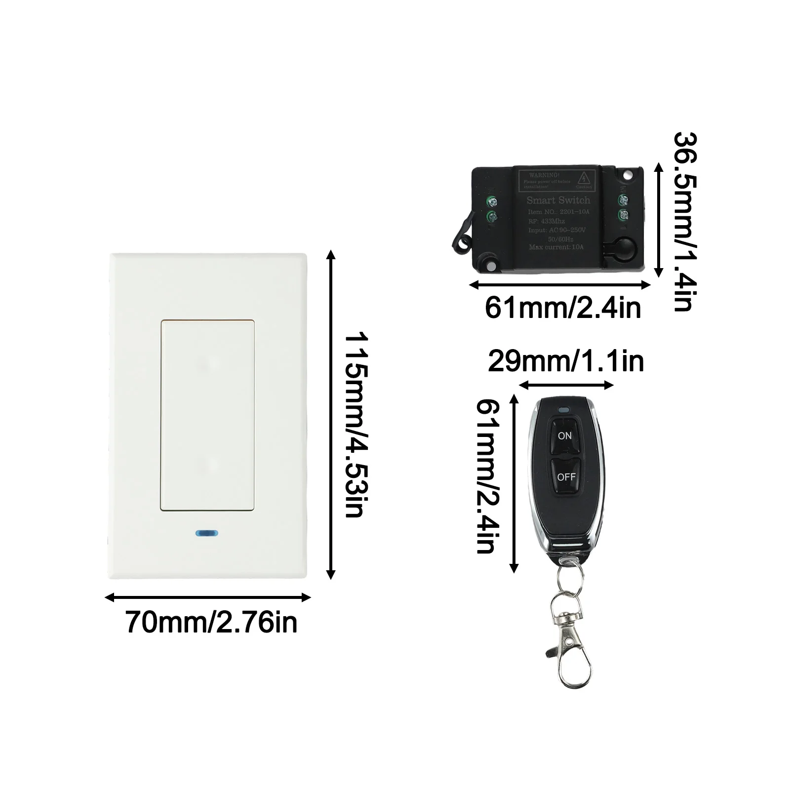 1PCS Wireless Light Switch And Receiver Kit Wireless Light Switch Remote Control Tool Parts AC90V/110V/120V/220V/230V/250V