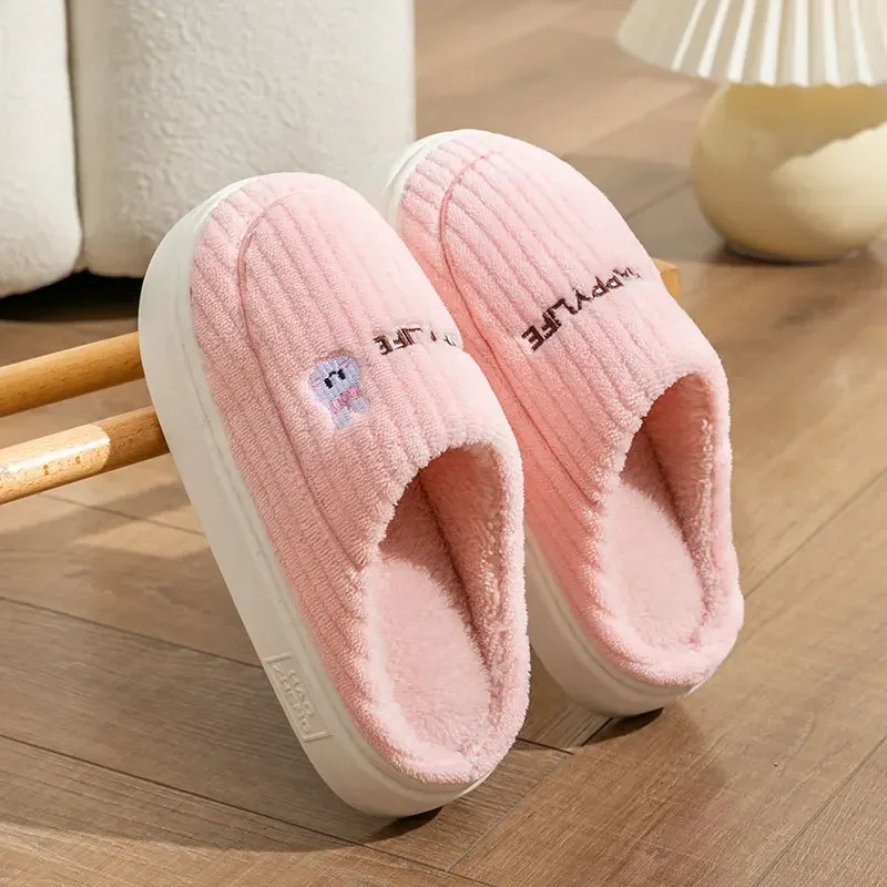 Cotton Slippers for Women Suitable for Home Use Indoor Anti Slip Confinement Shoes Thick Soled Warm for Couples Men Slippers