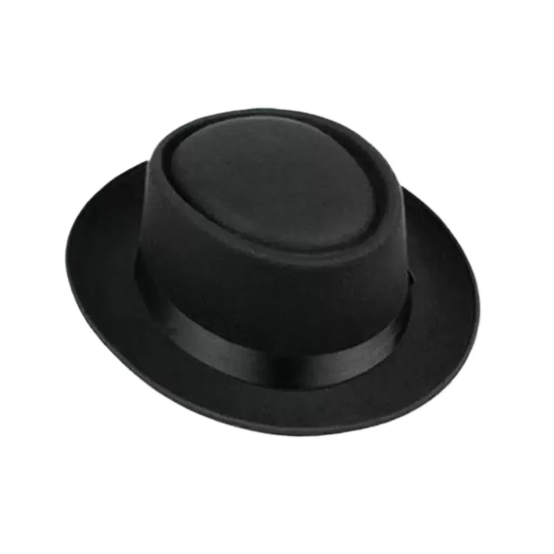 Vintage Pork Pie Felt Hat For Men Women Short Brim Fedora Hat With Ribbon Band Formal Party Jazz Dress Hat