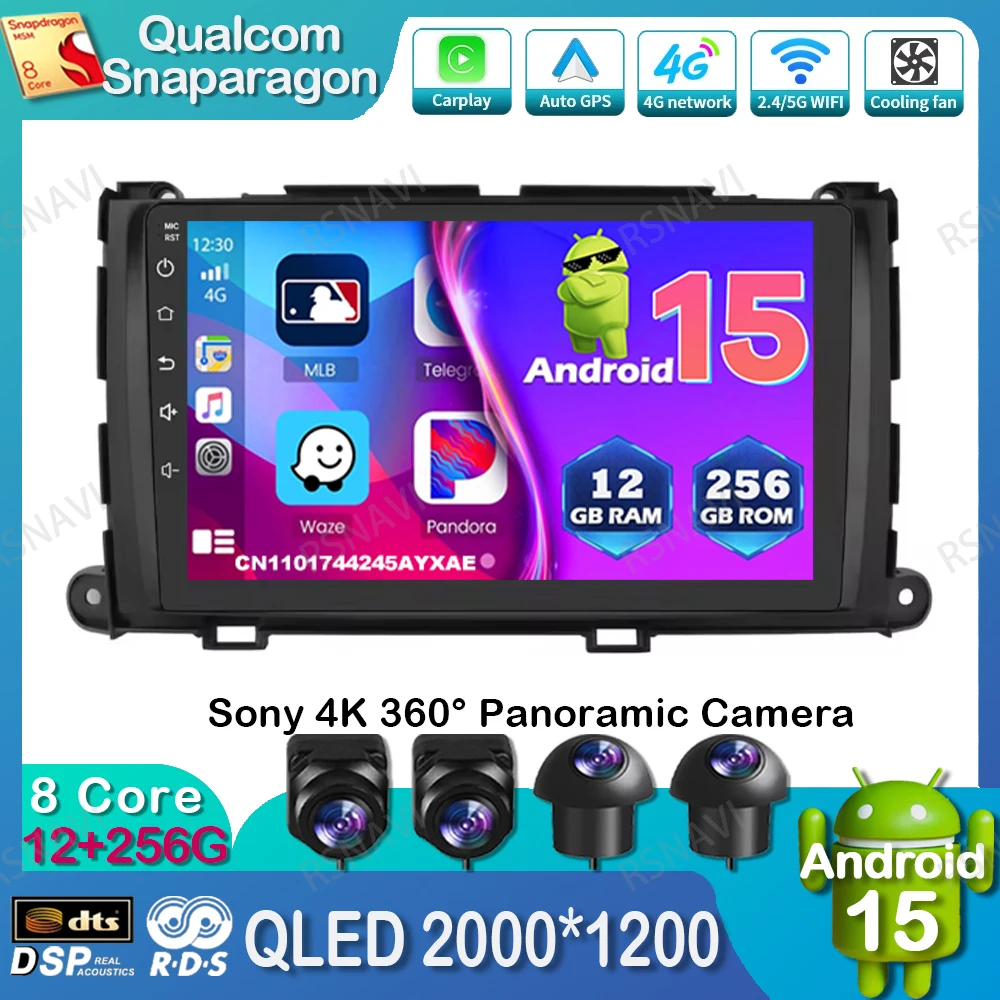 

Автомобильный радиоприемник Android 15 для Toyota Sienna 2009-2014, авторадио 360, камера AUTO RDS NO 2DIN, навигация, Viedo-плеер, BT DVD, стерео DSP