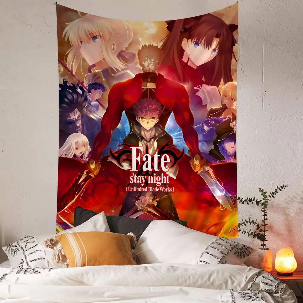 Anime F-Fate Stay Night Tapestry Art Printing Japanese Wall Tapestry Anime Wall Hanging Home Decor