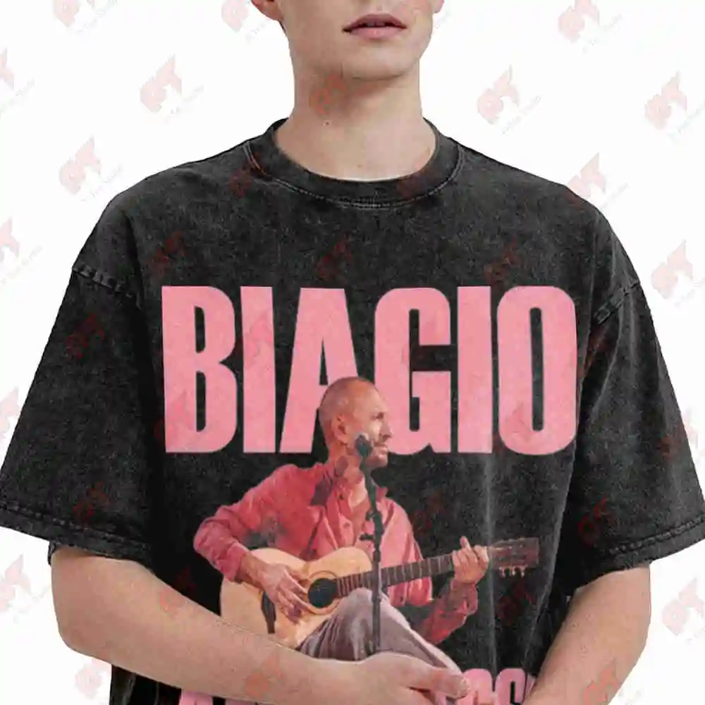 Biagio Antonacci Unplugged 2026 Singer Sanremo Music Concerts Vintage Washed Tee Pure Cotton T-Shirt