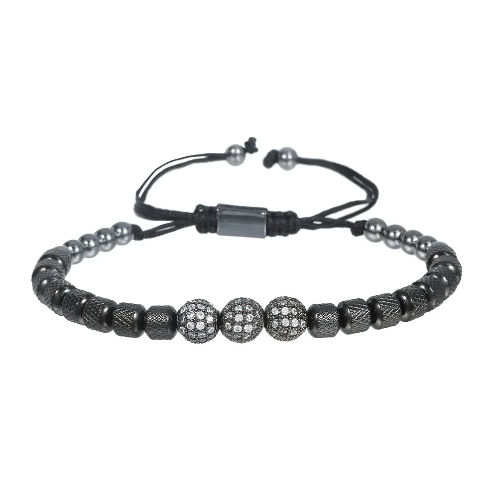 النحاس مطلية بالذهب الزركون الماس الكرة سوار الأزياء الفولاذ المقاوم للصدأ الأناناس حبة الرجال مطرز التبعي