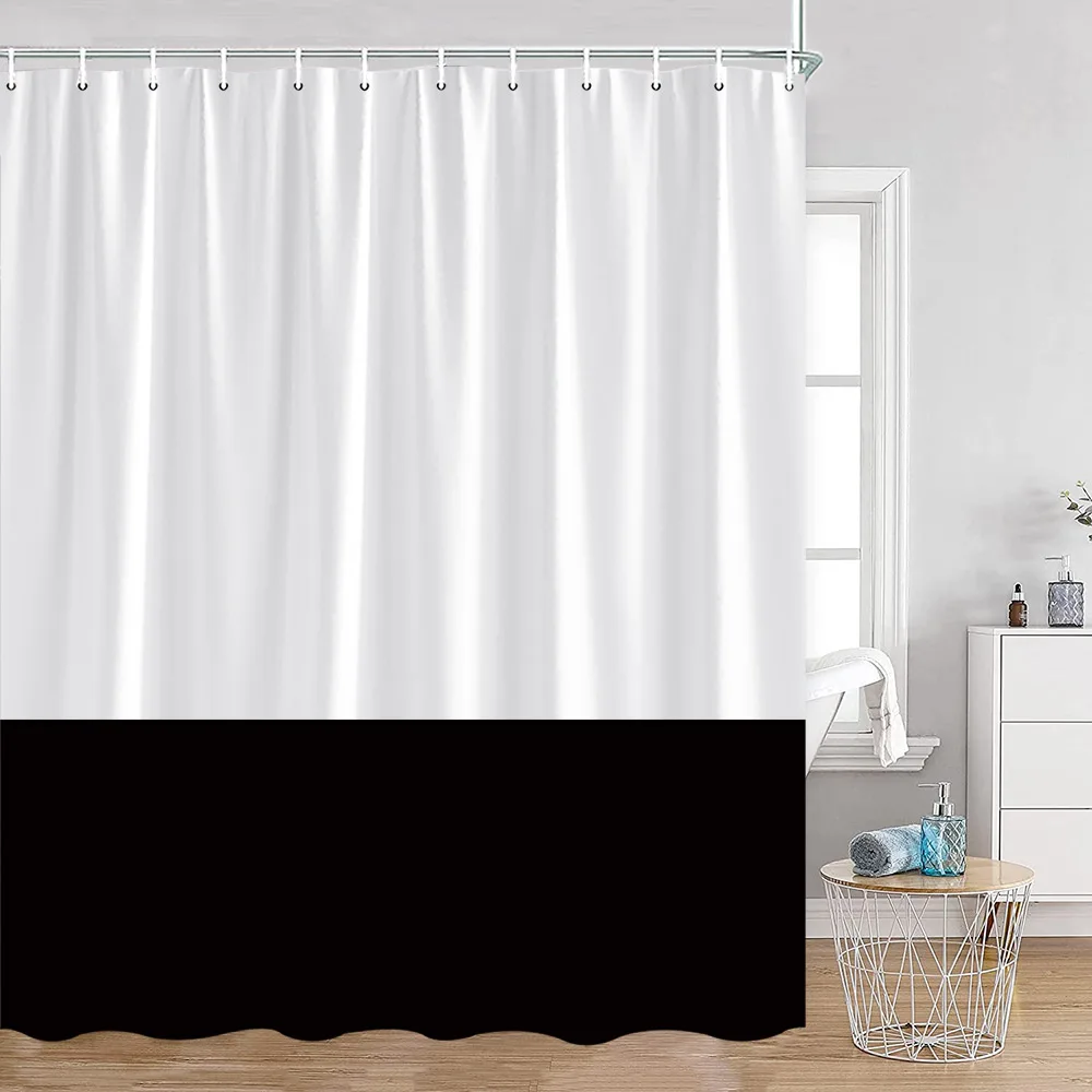 Color Block Soild Shower Curtain White Black Green Brown Green Bathroom Decor Modern Nordic Polyester Bath Curtain with Hook