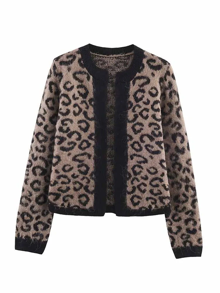 

HH Woman Early Spring Fashion Long Sleeves Round Neck Jacquard Knitting Short Coat Female Casual Street Style Versatile Jacket