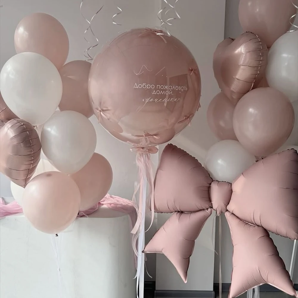 Rosa Schleifenballon-Set Transparente BOBO-Ballons mit Rosa Schleifenband für Geburtstag, Hochzeit, Babyparty, Muttertag Ballondekoration – Detail 5