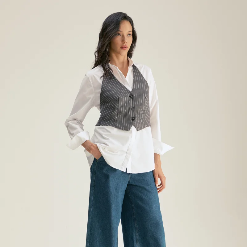 Novas mulheres sexy sem costas arco amarrado listrado impressão blusa curta feminino chique sem mangas breasted colete camisa blusas topos