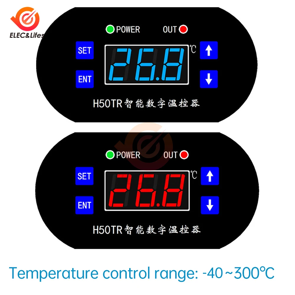 DC 12V 24V H50TR High Temperature Digital Thermostat -40 To 300 Degrees Temperature Controller Switch Adjustable Digital Display