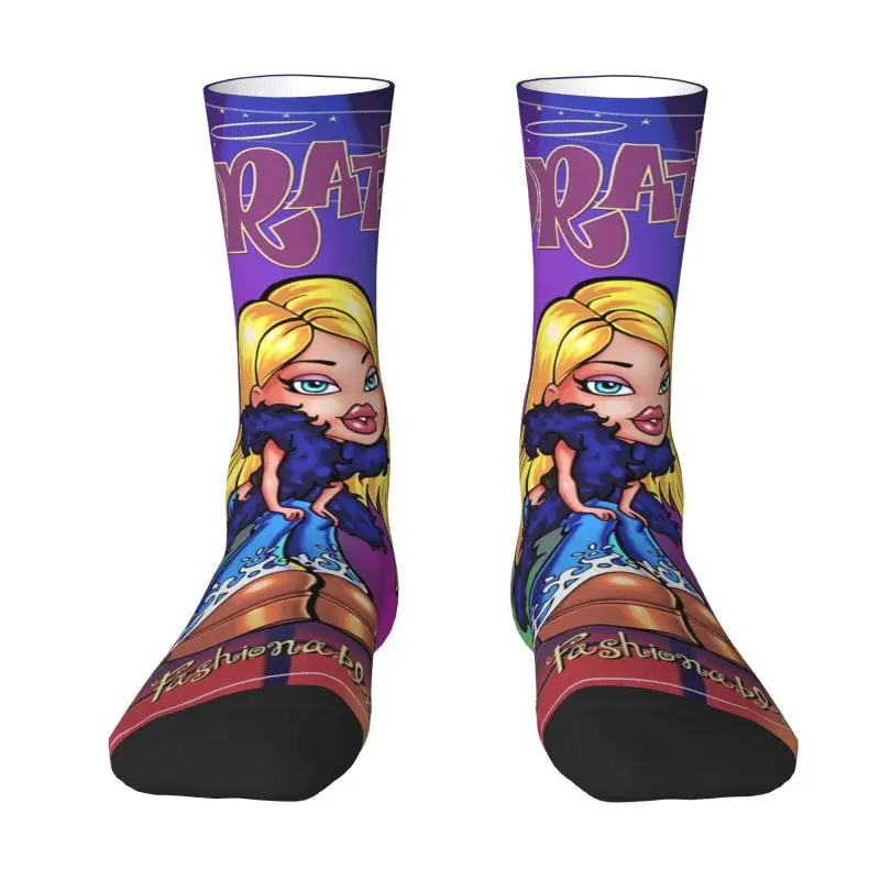 Calcetines con estampado divertido Bratz Rock Angelz Funk N Glow Poster para mujeres y hombres, calcetines elásticos de verano Otoño Invierno Rock Music Crew