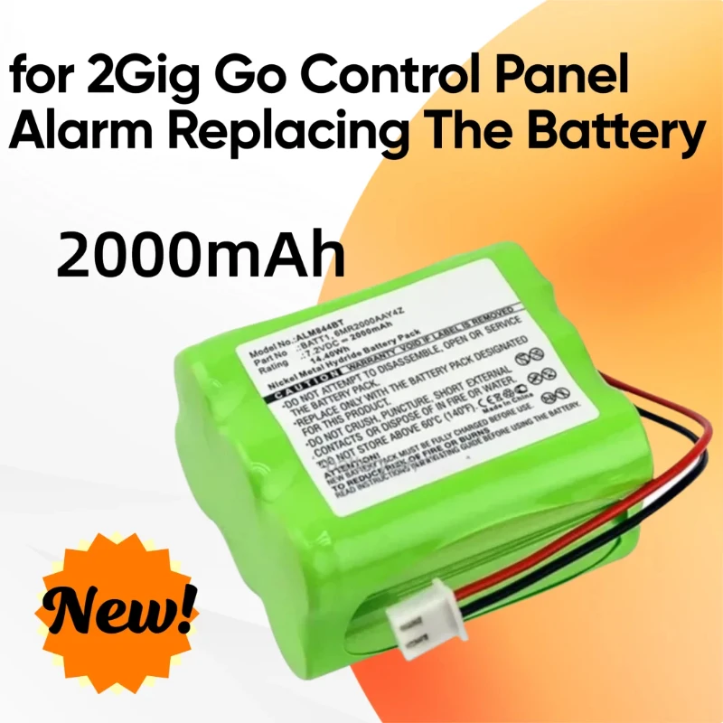 

7.2v 2000mAh Ni-MH Battery for 2Gig Go Control Panel Alarm Replacing The Battery