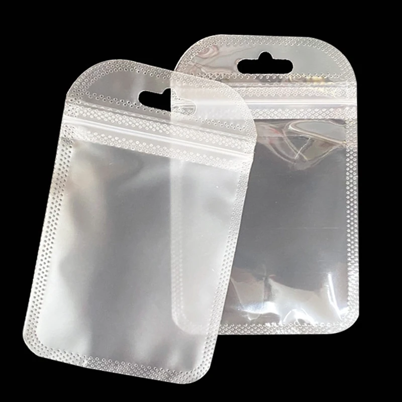 50pcs/lot Transparent Self Sealing OPP Bags Thicken Plastic Storage Pouchs for Jewelry Retail Display Packaging Hang Hole Bags