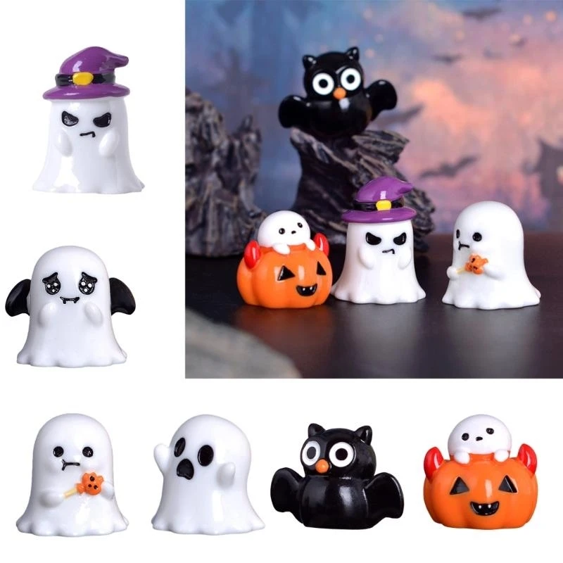 97QCカボチャのゴースト図形漫画ハロウィーンデコレーションお祝いのお祝い樹脂飾り